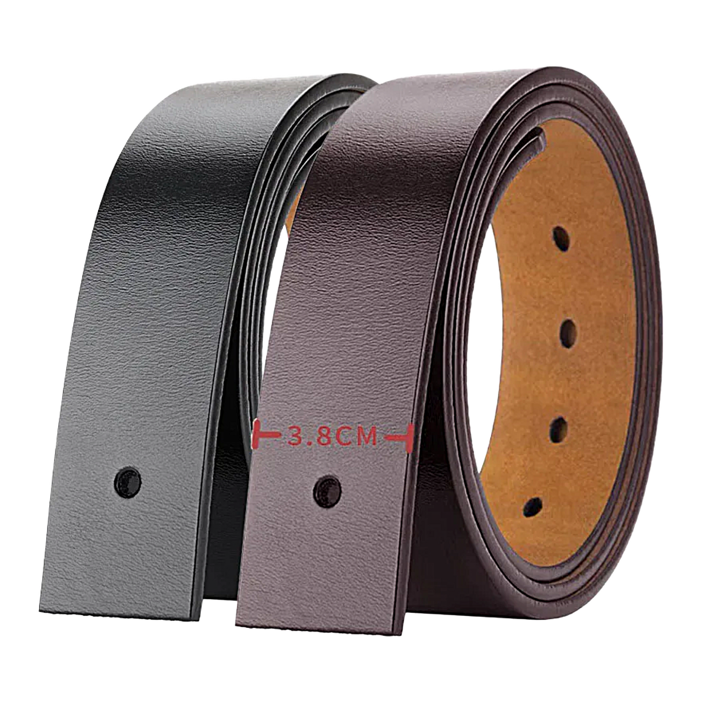 Mens Genuine Leather Belt Strap 38mm Replacement No Buckle Trim - QHA UK