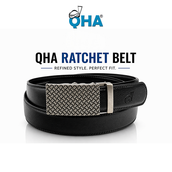 Mens Leather Ratchet Belt Automatic Buckle Adjustable Dress Belt - QHA UK