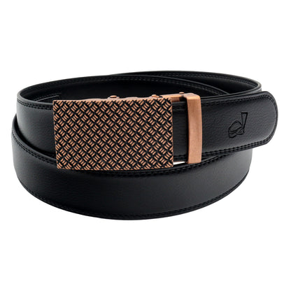 Mens Leather Ratchet Belt Automatic Buckle Adjustable Dress Belt - QHA UK
