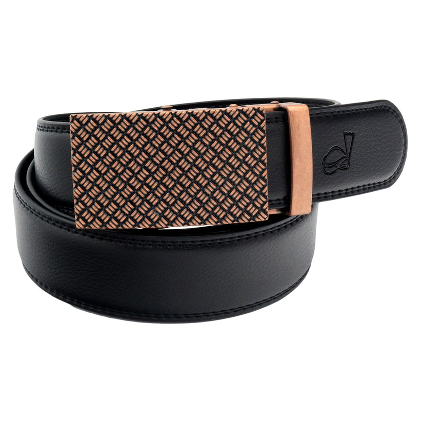 Mens Leather Ratchet Belt Automatic Buckle Adjustable Dress Belt - QHA UK
