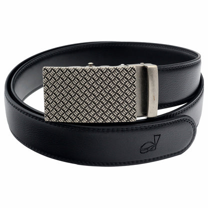 Mens Leather Ratchet Belt Automatic Buckle Adjustable Dress Belt - Angled View - QHA UK