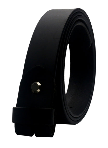 QHA Mens 38mm Real Leather Replacement Belt Strap, Snap On, Black - QHA UK