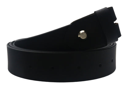 QHA Mens 38mm Real Leather Replacement Belt Strap, Snap On, Black - QHA UK