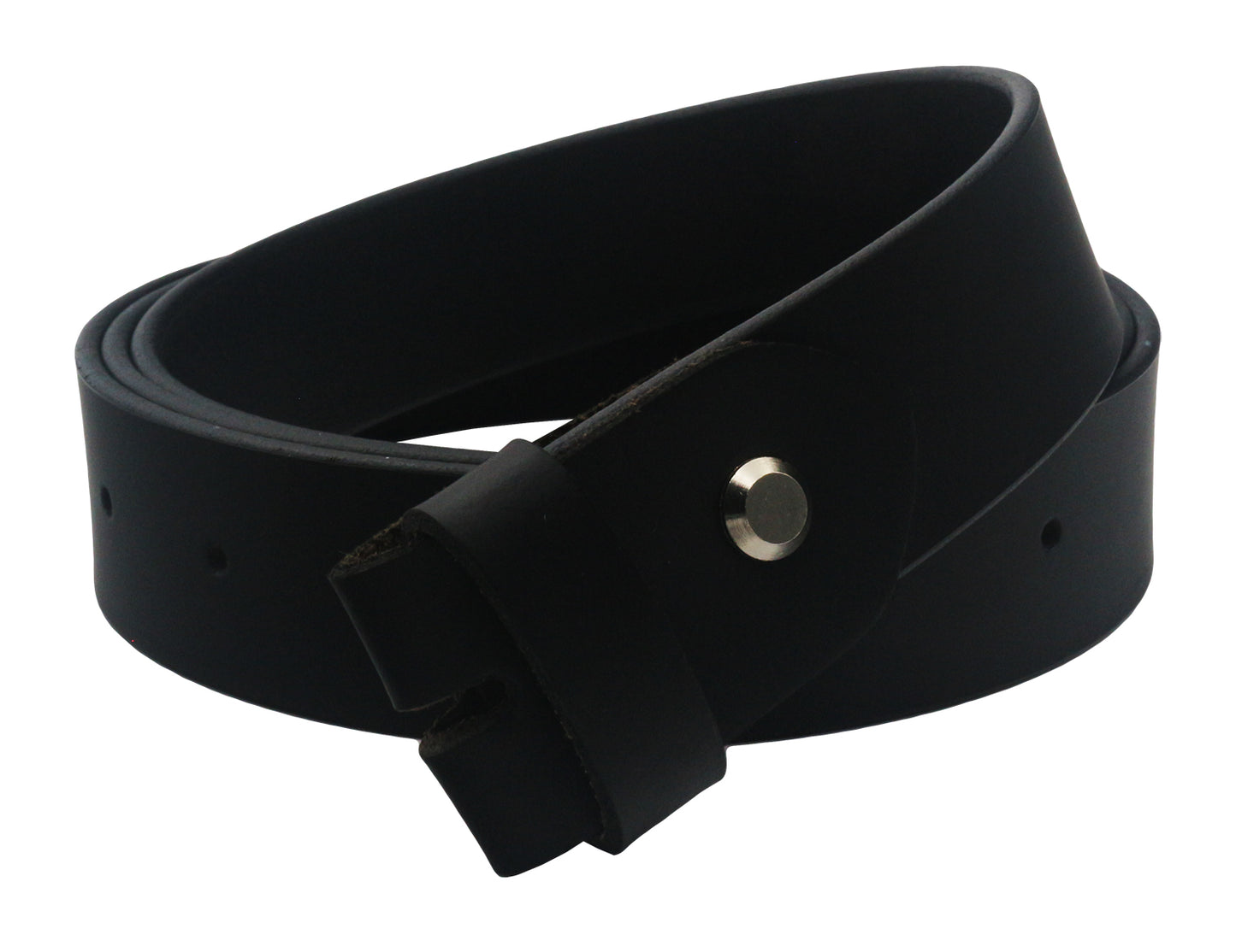 QHA Mens 38mm Real Leather Replacement Belt Strap, Snap On, Black - QHA UK