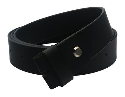 QHA Mens 38mm Real Leather Replacement Belt Strap, Snap On, Black - QHA UK