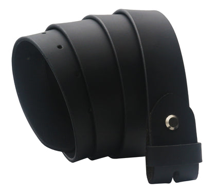 QHA Mens 38mm Real Leather Replacement Belt Strap, Snap On, Black - QHA UK
