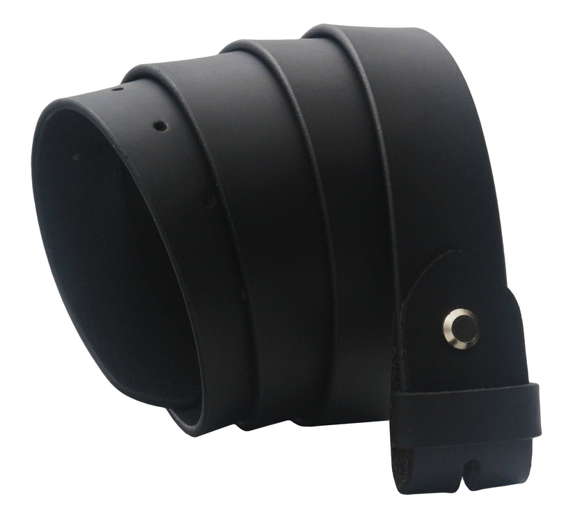 QHA Mens 38mm Real Leather Replacement Belt Strap, Snap On, Black - QHA UK
