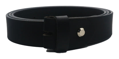 QHA Mens 38mm Real Leather Replacement Belt Strap, Snap On, Black - QHA UK
