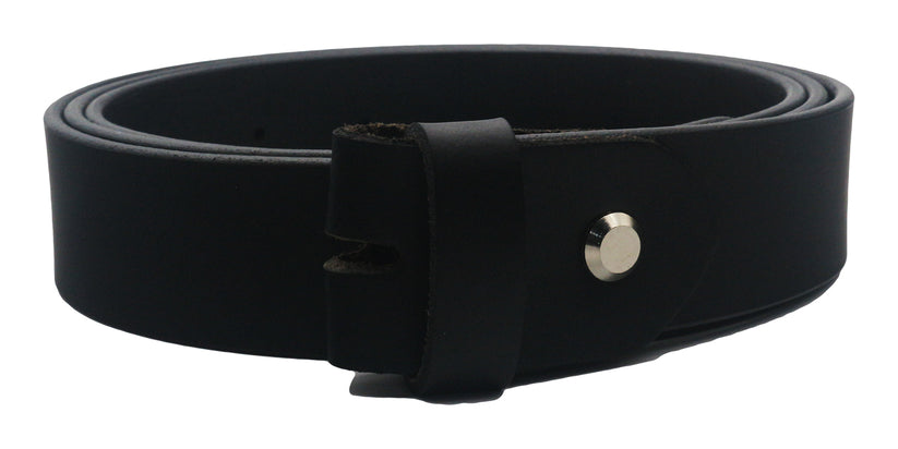 QHA Mens 38mm Real Leather Replacement Belt Strap, Snap On, Black - QHA UK