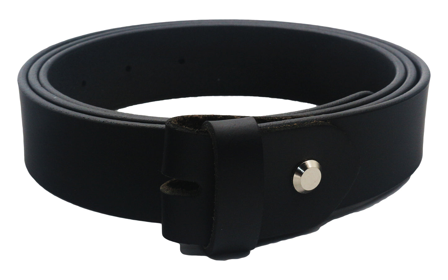 QHA Mens 38mm Real Leather Replacement Belt Strap, Snap On, Black - QHA UK