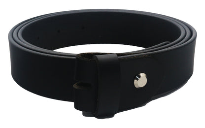 QHA Mens 38mm Real Leather Replacement Belt Strap, Snap On, Black - QHA UK