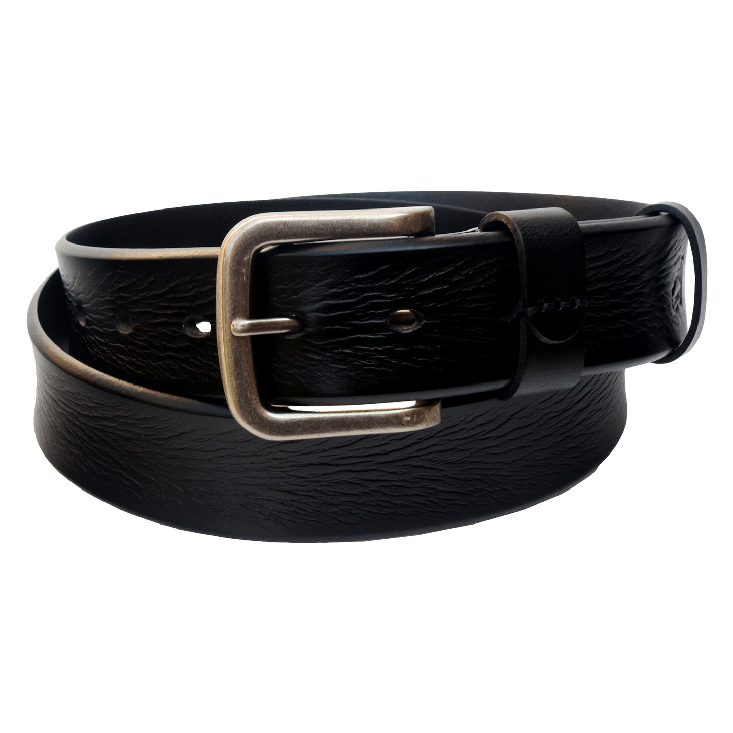 QHA Mens 38mm Top Grain Leather Jeans Belt with Pin Buckle, Black - QHA UK