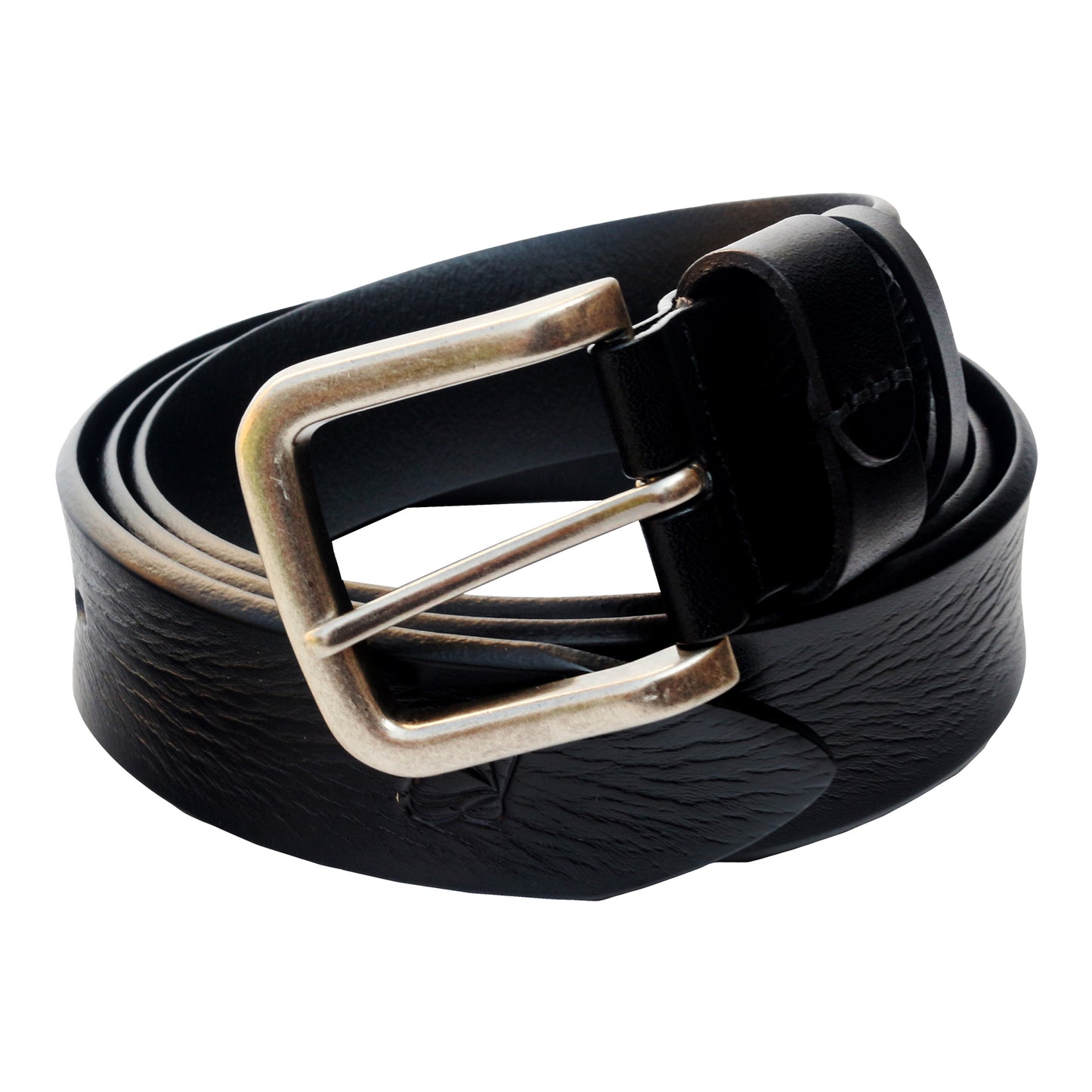 QHA Mens 38mm Top Grain Leather Jeans Belt with Pin Buckle, Black - QHA UK