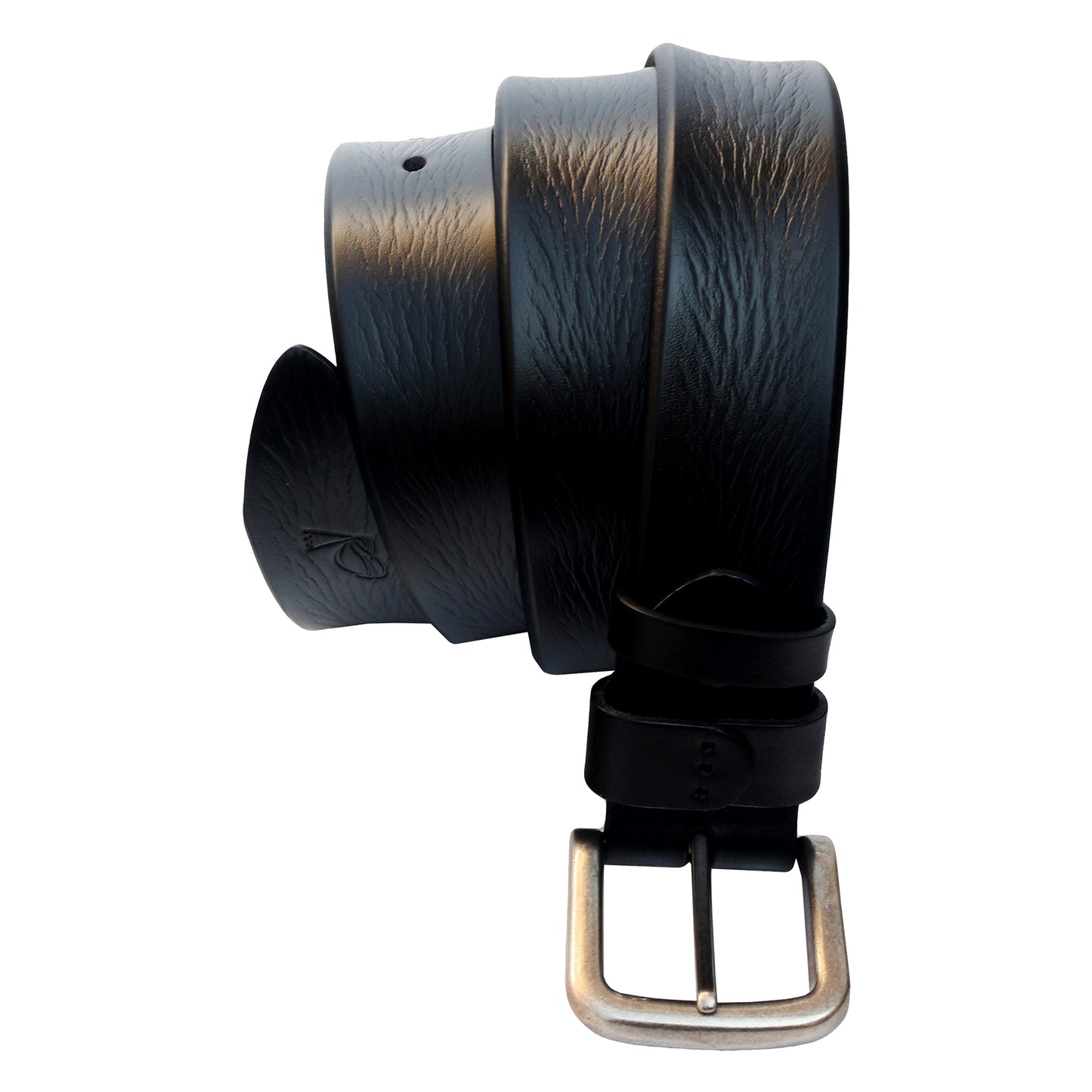 QHA Mens 38mm Top Grain Leather Jeans Belt with Pin Buckle, Black - QHA UK