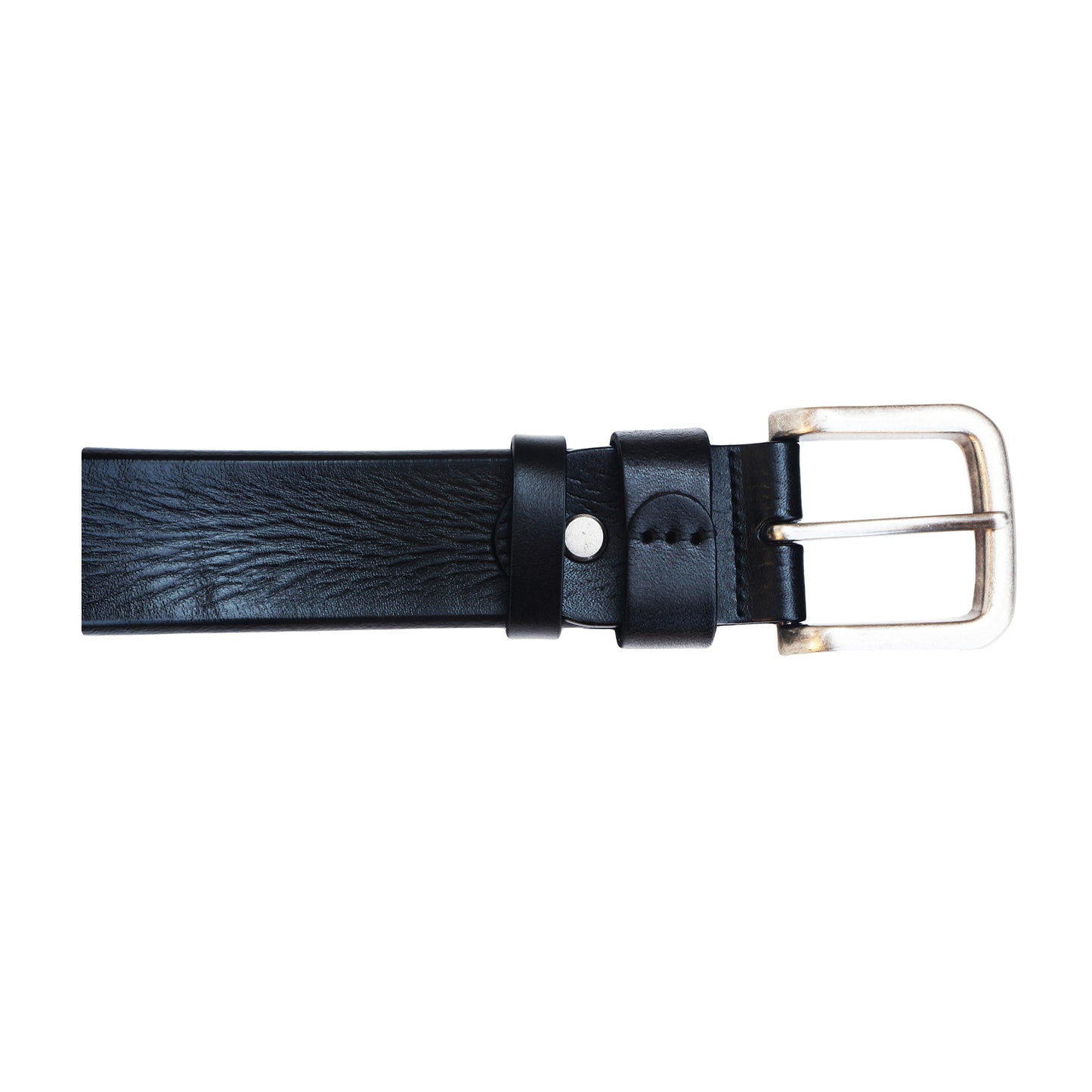 QHA Mens 38mm Top Grain Leather Jeans Belt with Pin Buckle, Black - QHA UK