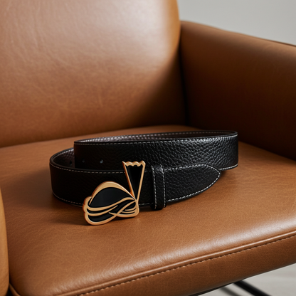 QHA Mens Reversible Leather Belt Designer Turban Buckle for Men - QHA UK