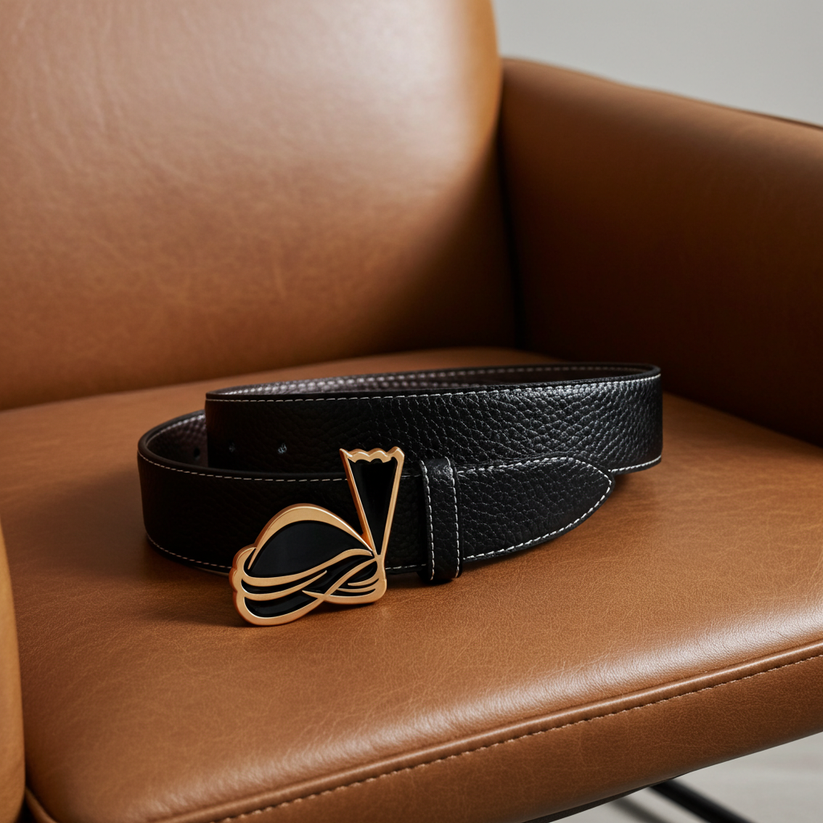 QHA Mens Reversible Leather Belt Designer Turban Buckle for Men - QHA UK