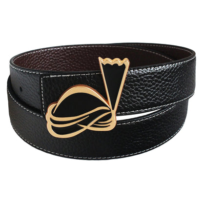 QHA Mens Reversible Leather Belt Designer Turban Buckle for Men - QHA UK