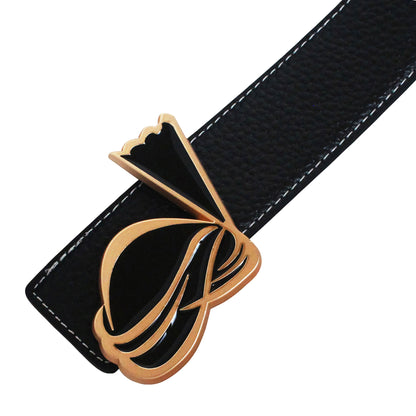 QHA Mens Reversible Leather Belt Designer Turban Buckle for Men - QHA UK