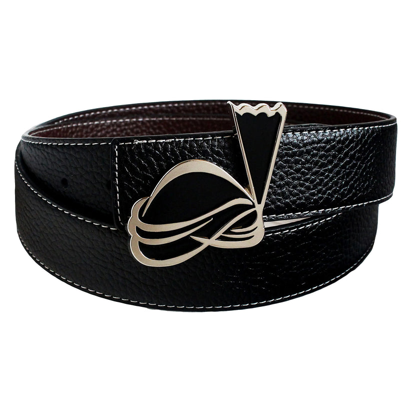 QHA Mens Reversible Leather Belt Designer Turban Buckle for Men - QHA UK