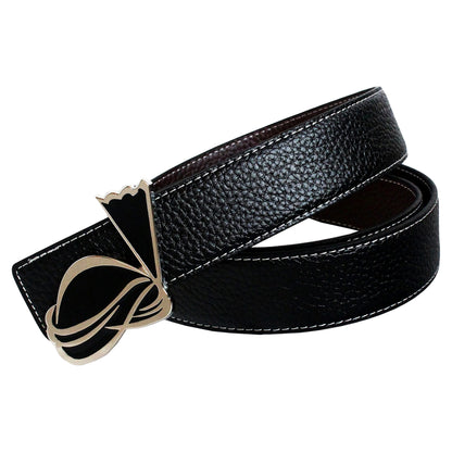 QHA Mens Reversible Leather Belt Designer Turban Buckle for Men - QHA UK