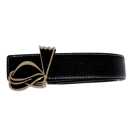 QHA Mens Reversible Leather Belt Designer Turban Buckle for Men - QHA UK