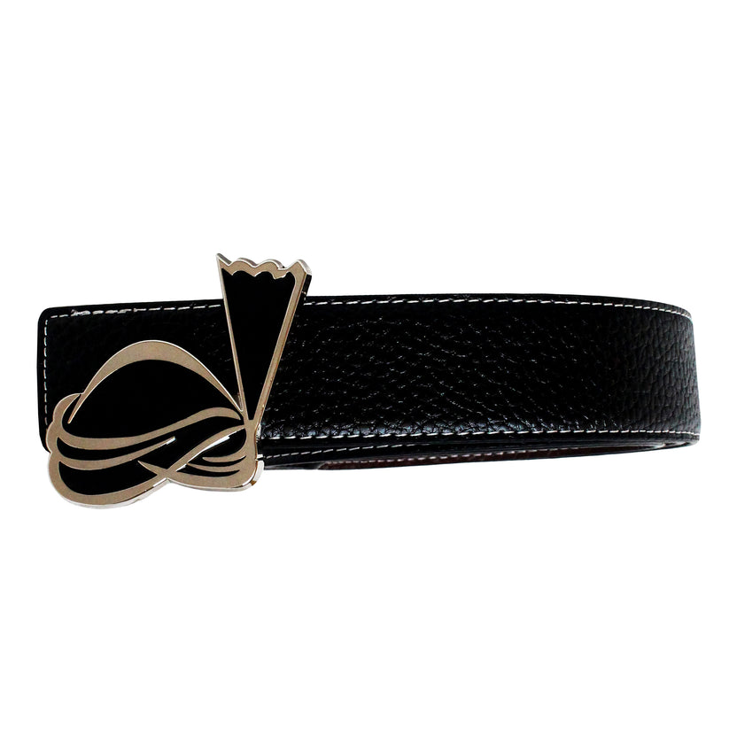 QHA Mens Reversible Leather Belt Designer Turban Buckle for Men - QHA UK