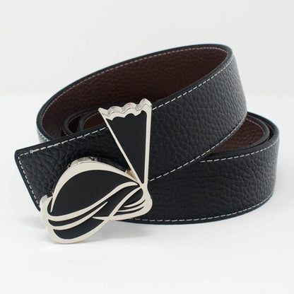 QHA Mens Reversible Leather Belt Designer Turban Buckle for Men - QHA UK