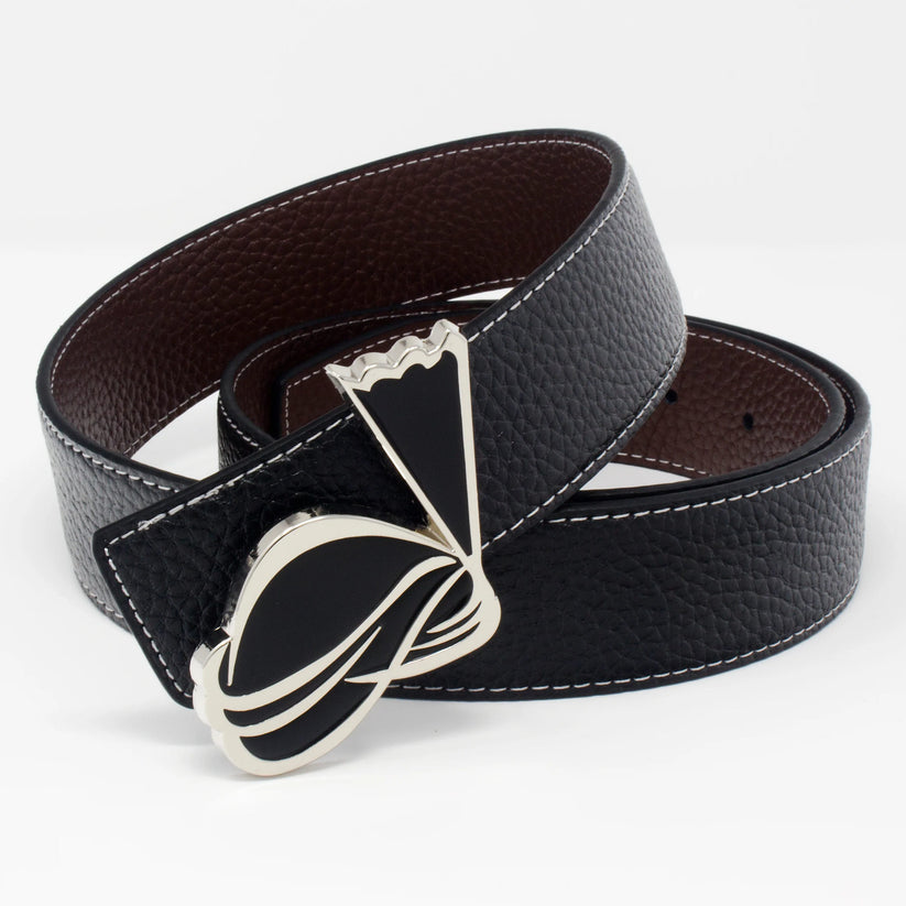 QHA Mens Reversible Leather Belt Designer Turban Buckle for Men - QHA UK