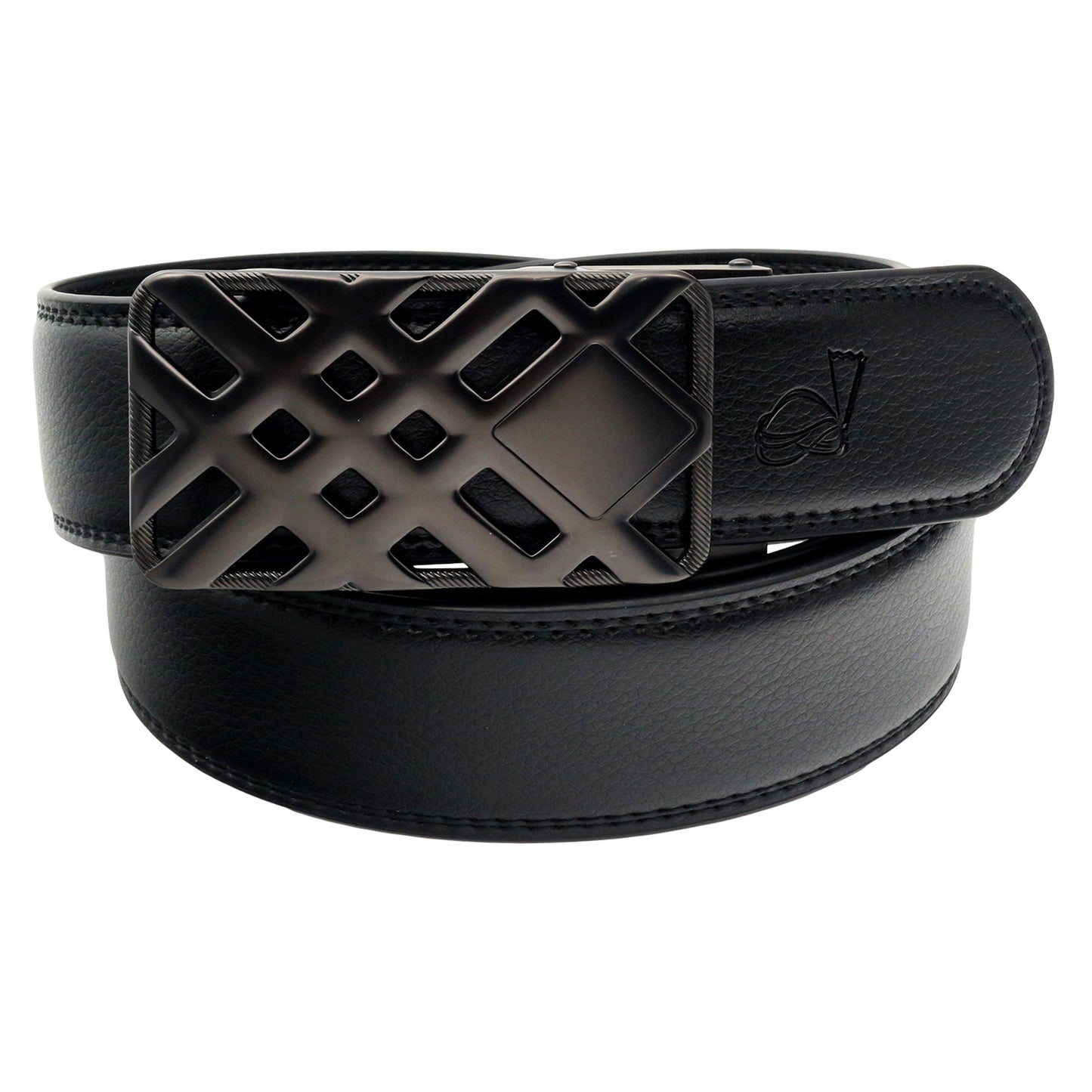 QHA Mens 35mm Ratchet Leather Belt, Weave Alloy Automatic Buckle - QHA UK
