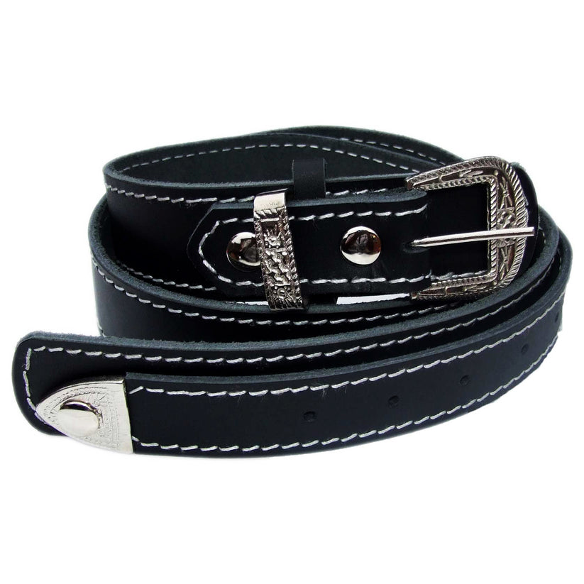 QHA Men's 38mm Top Grain Leather Belt, Western Pin Buckle Set - QHA UK