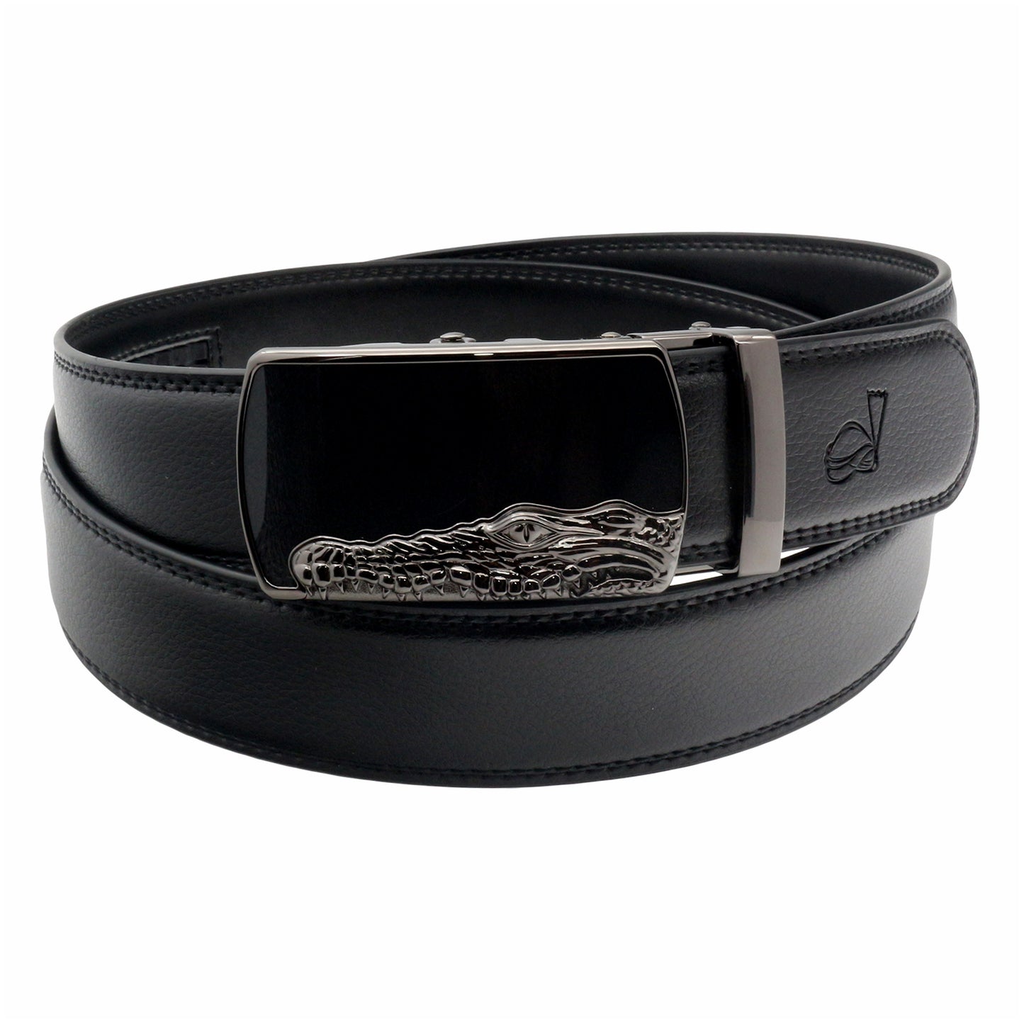 QHA Mens 35mm Ratchet Leather Belt, Crocodile Head Automatic - QHA UK