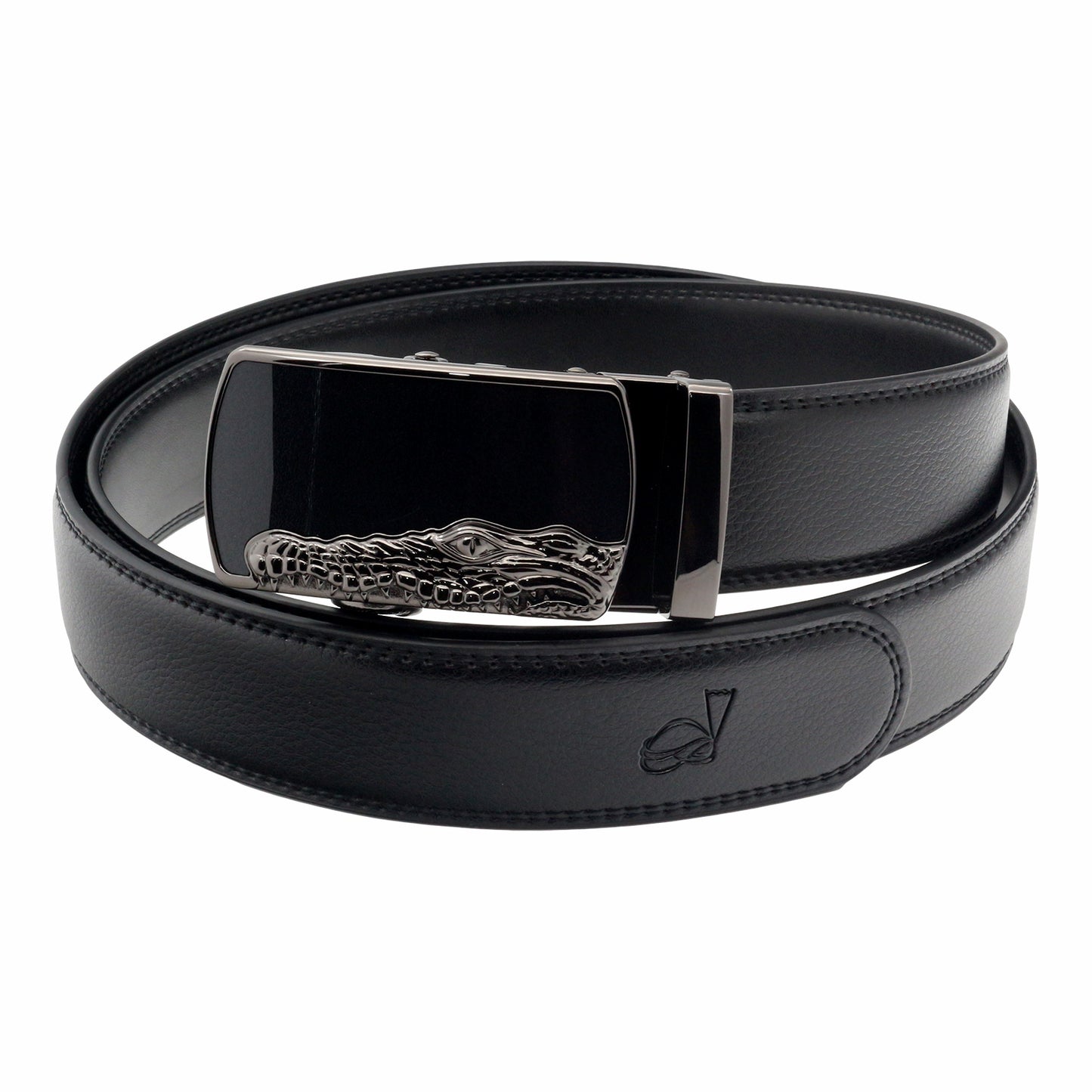 QHA Mens 35mm Ratchet Leather Belt, Crocodile Head Automatic - QHA UK