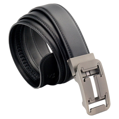 QHA Mens 35mm Ratchet Leather Belt, Geometric Cutout Automatic - QHA UK