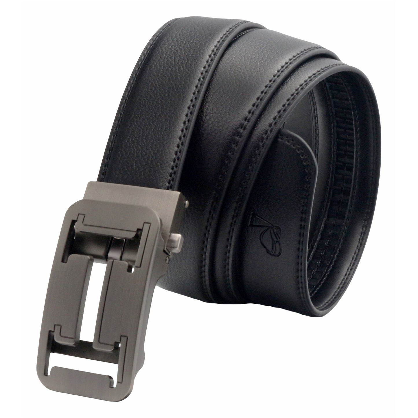 QHA Mens 35mm Ratchet Leather Belt, Geometric Cutout Automatic - QHA UK