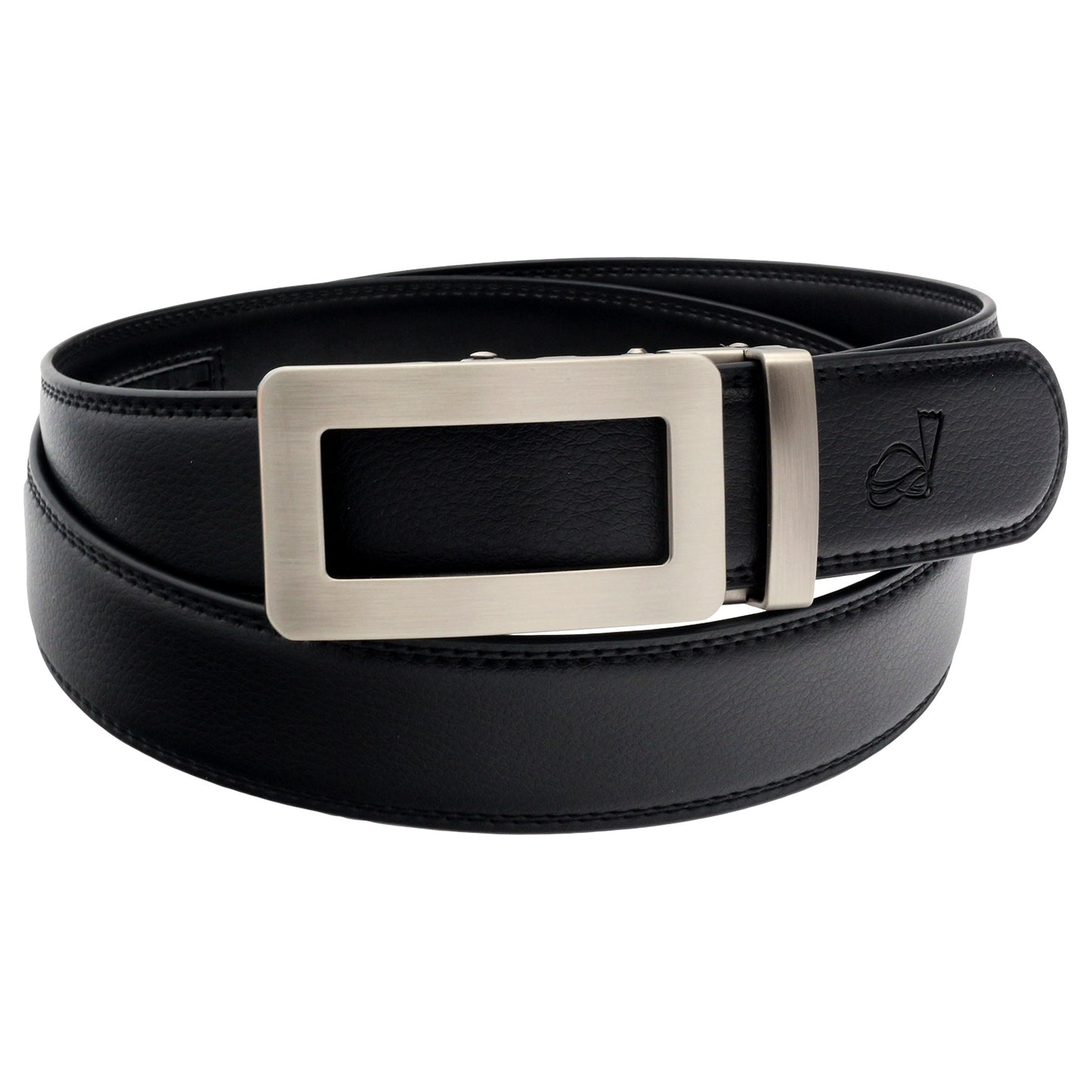 QHA Mens 35mm Ratchet Leather Belt, Silver Holo Design Automatic - QHA UK