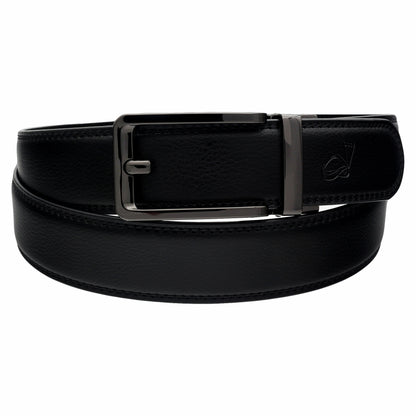 QHA Mens 35mm Ratchet Leather Belt, Silver, Gunmetal, Black - QHA UK