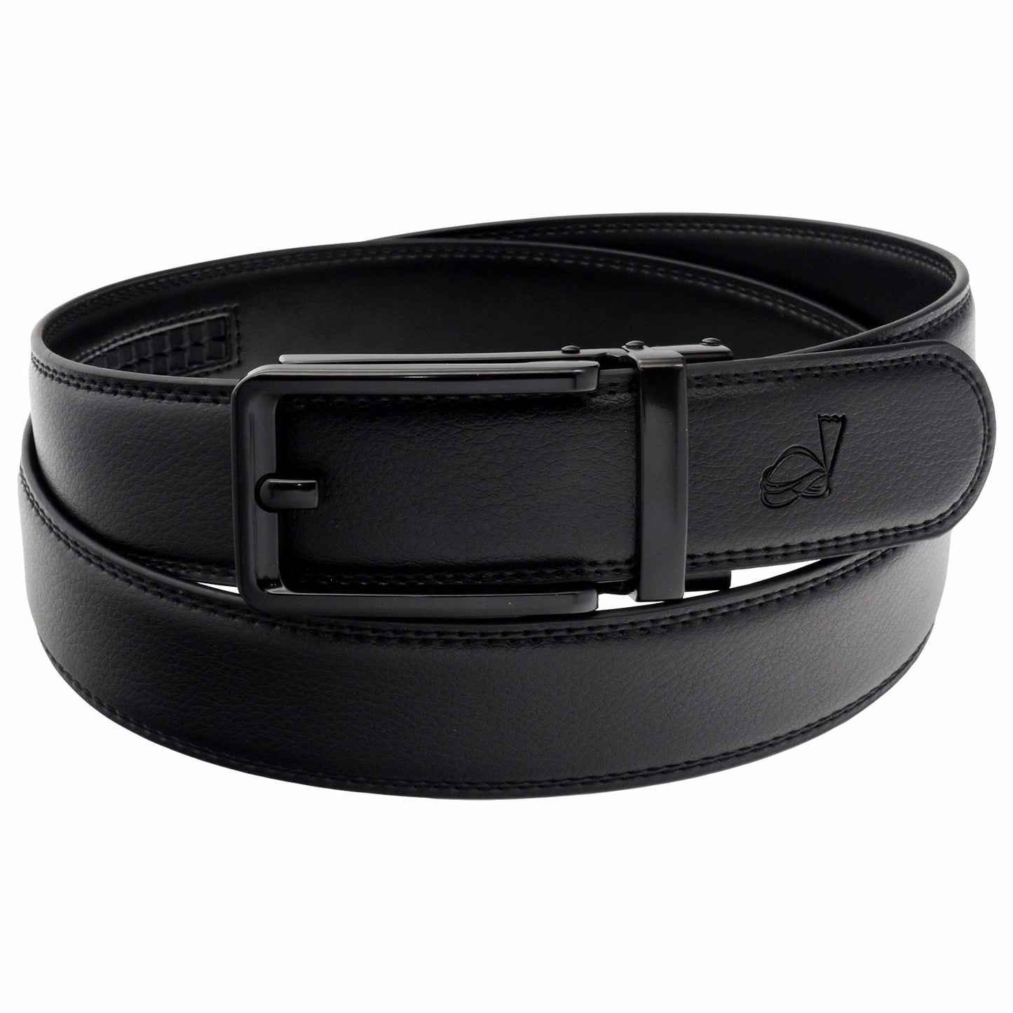 QHA Mens 35mm Ratchet Leather Belt, Silver, Gunmetal, Black - QHA UK