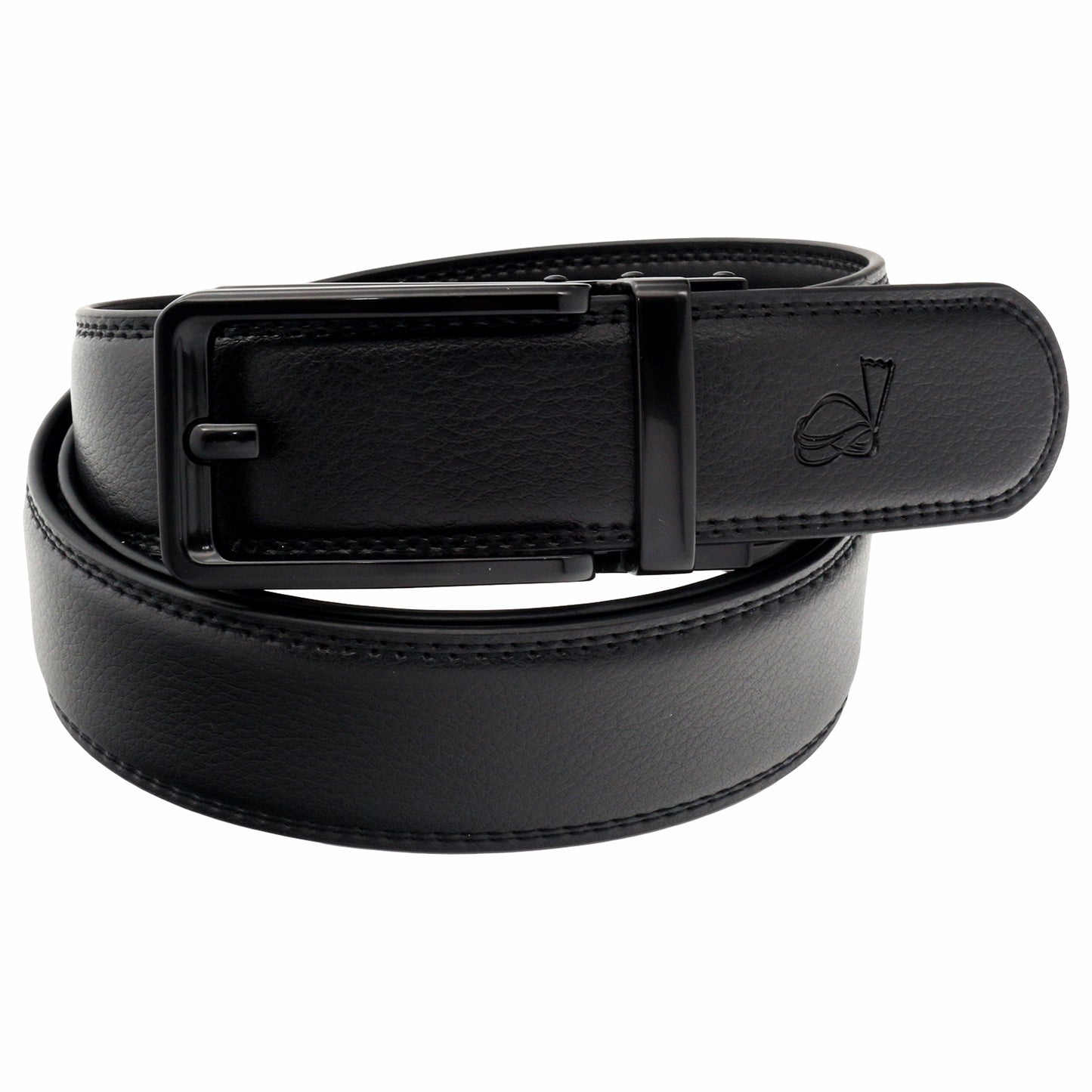 QHA Mens 35mm Ratchet Leather Belt, Silver, Gunmetal, Black - QHA UK