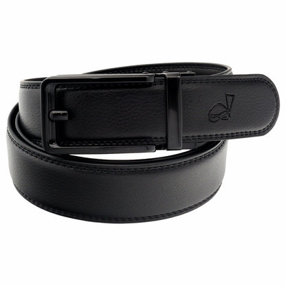 QHA Mens 35mm Ratchet Leather Belt, Silver, Gunmetal, Black - QHA UK
