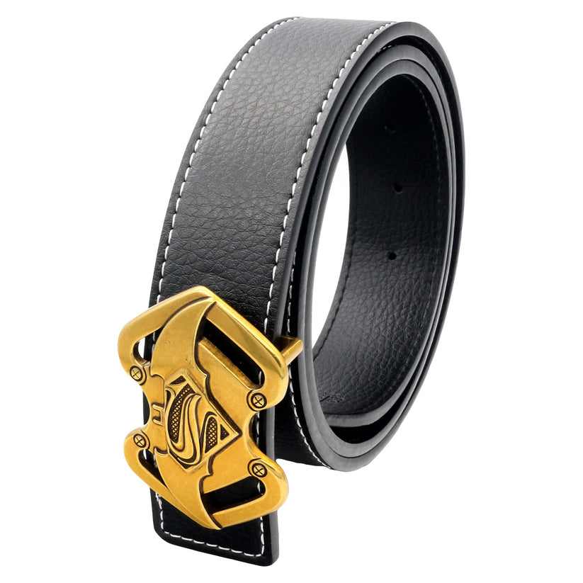 QHA Mens 38mm Split Leather Belt, Superman Batman Combo Pin - QHA UK