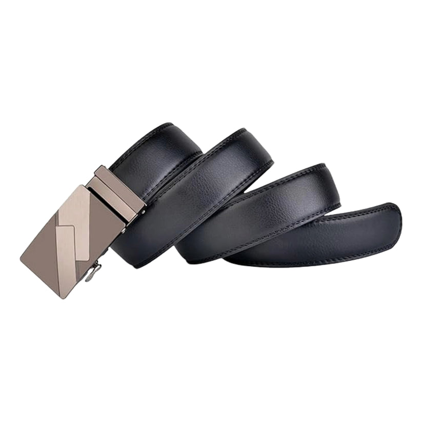 QHA Mens 35mm Ratchet Leather Belt, Geometric Texture Automatic - QHA UK