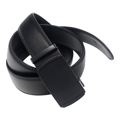 QHA Mens 35mm Ratchet Leather Belt, Dual-Texture Frame Buckle Q51 - QHA UK