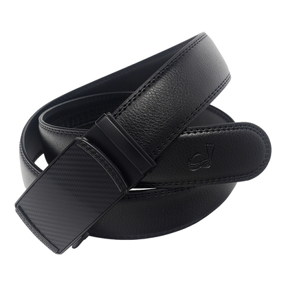 QHA Mens 35mm Ratchet Leather Belt, Dual-Texture Frame Buckle Q51 - QHA UK