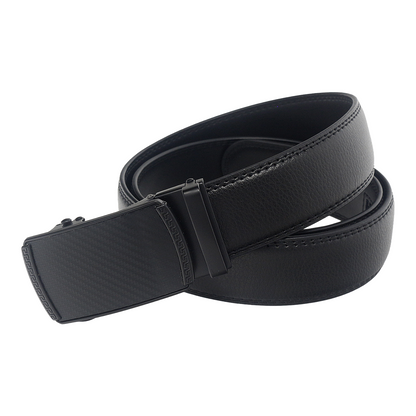 QHA Mens 35mm Ratchet Leather Belt, Dual-Texture Frame Buckle Q51 - QHA UK