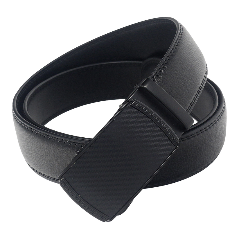 QHA Mens 35mm Ratchet Leather Belt, Dual-Texture Frame Buckle Q51 - QHA UK