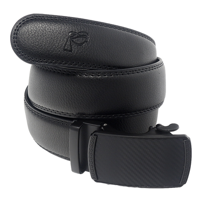 QHA Mens 35mm Ratchet Leather Belt, Dual-Texture Frame Buckle Q51 - QHA UK