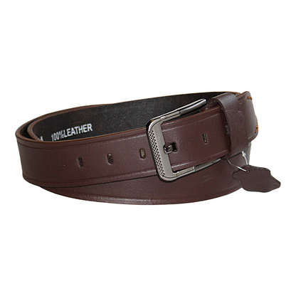 Mens Brown Cowhide Genuine Leather Belt Casual Fashion 38mm Pin - QHA UK