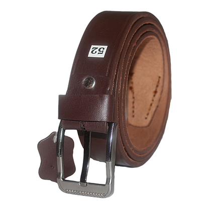Mens Brown Cowhide Genuine Leather Belt Casual Fashion 38mm Pin - QHA UK