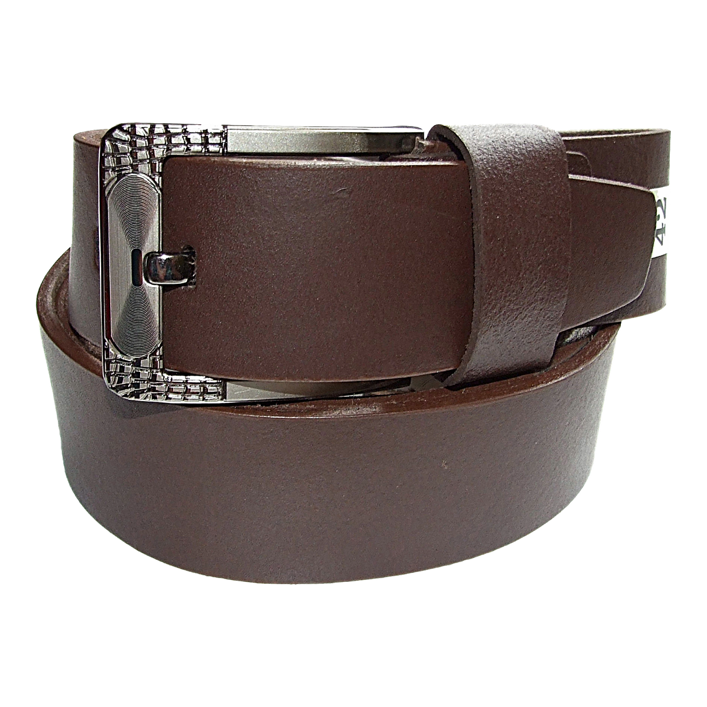 Mens Brown Cowhide Genuine Leather Belt Casual Fashion 38mm Pin - QHA UK